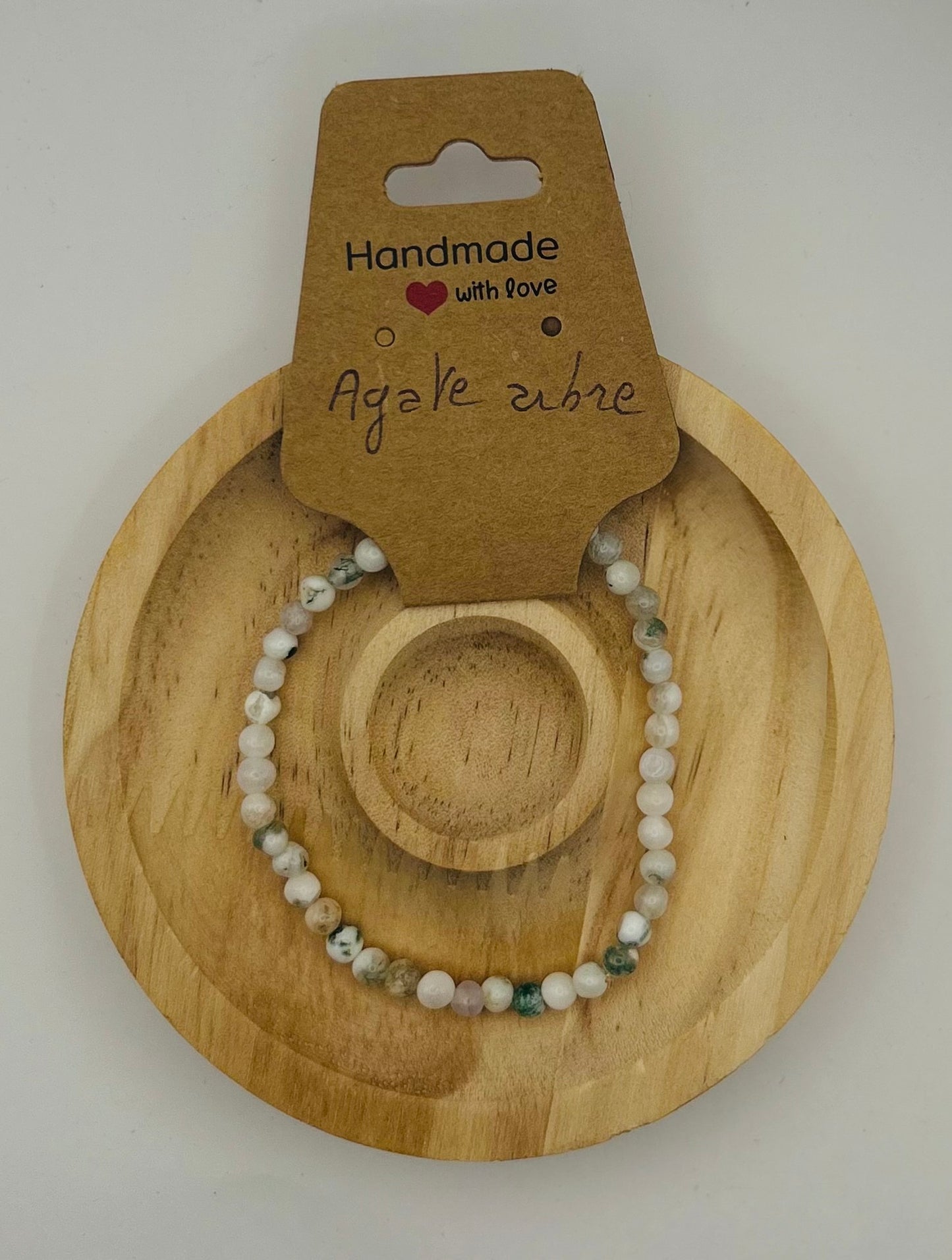 Bracelet élastique en Agate Arbre - Perles naturelles 4mm - Fait main