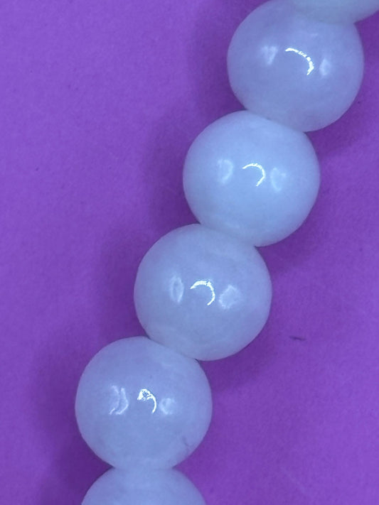 Bracelet base élastique en jade blanc