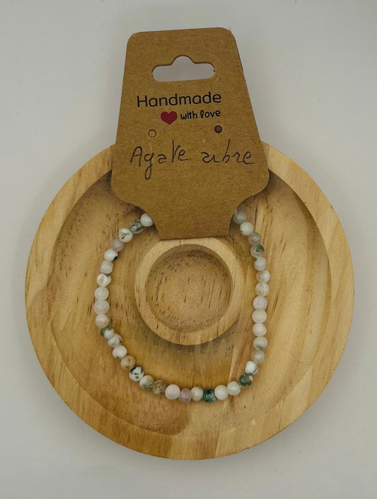 Bracelet élastique en Agate Arbre - Perles naturelles 4mm - Fait main