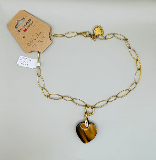 Collier œil de tigre base en chaine