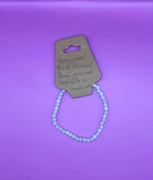 Bracelet base élastique en jade blanc