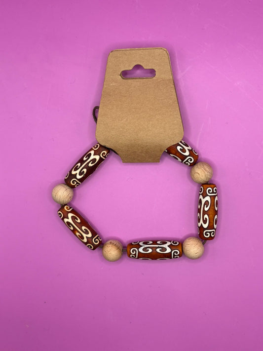 Bracelet Tibétain en Agate Dzi – Énergie & Artisanat Sacré