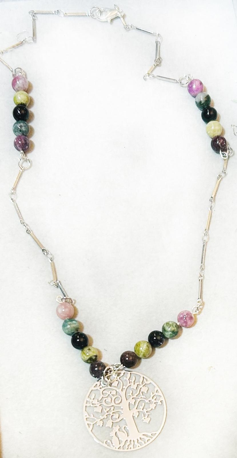 boucle d'oreille et collier en tourmaline multicolore LoveCat