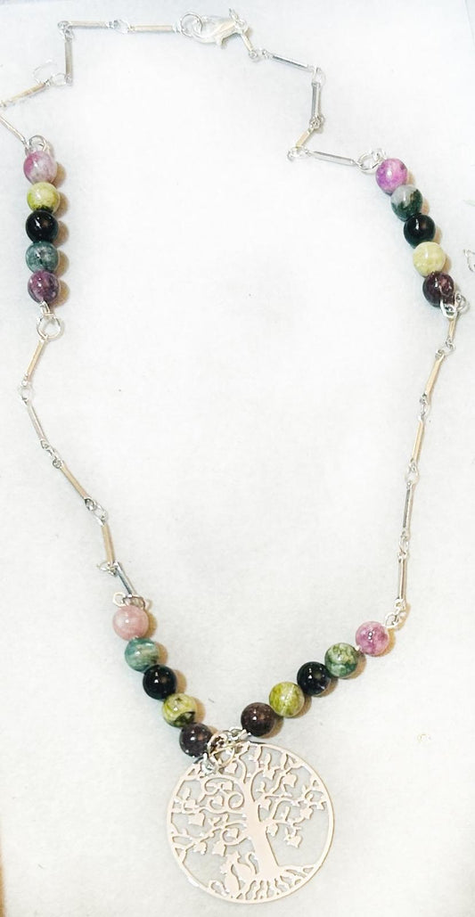 boucle d'oreille et collier en tourmaline multicolore LoveCat