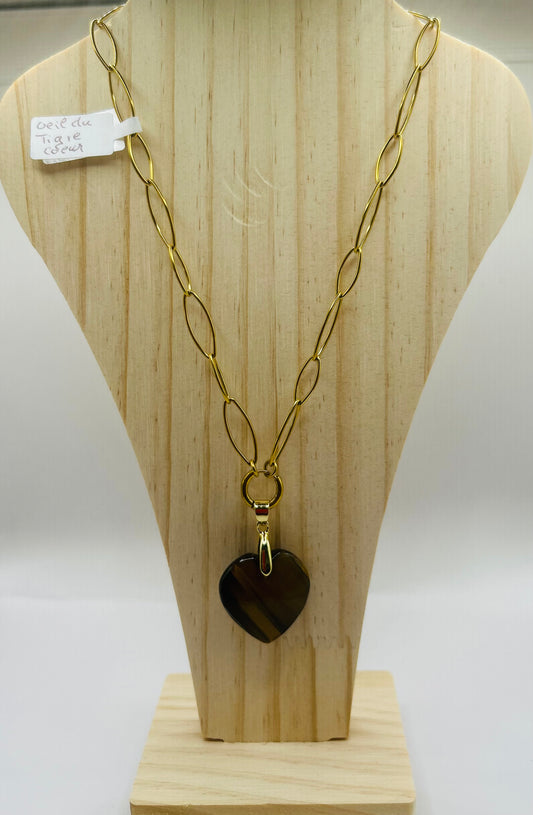 Collier œil de tigre base en chaine