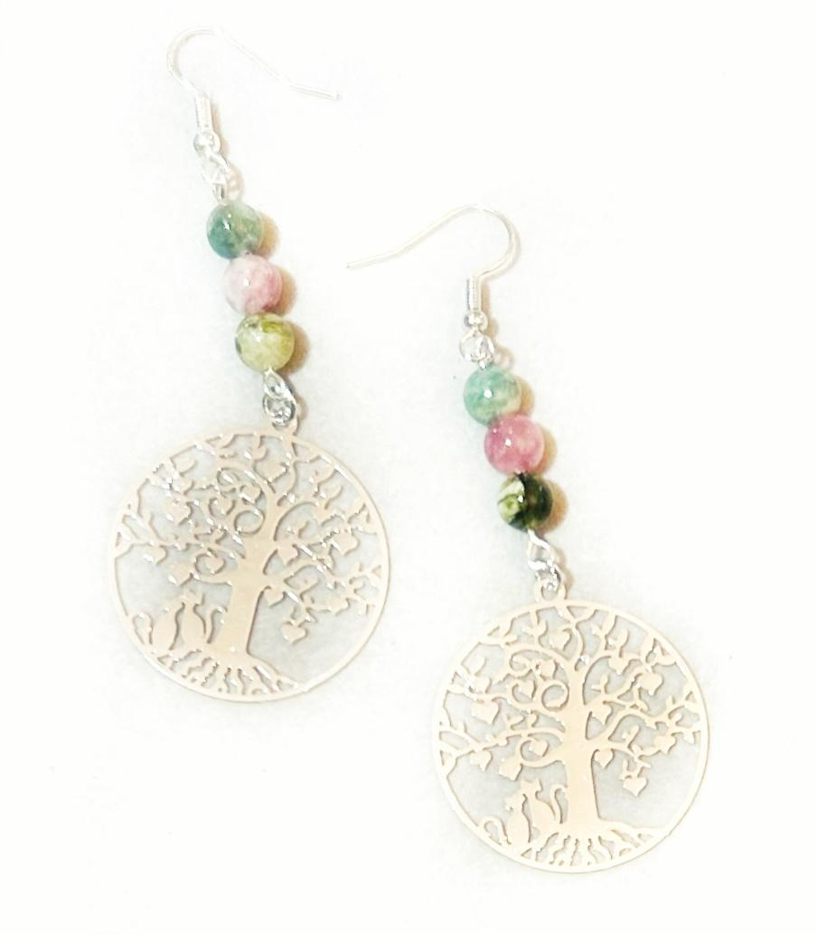 boucle d'oreille et collier en tourmaline multicolore LoveCat