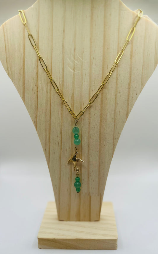 Collier oiseau et aventurine
